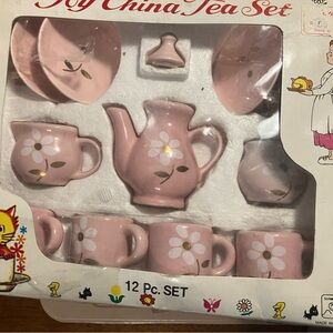 Pink Floral Kids Tea Set